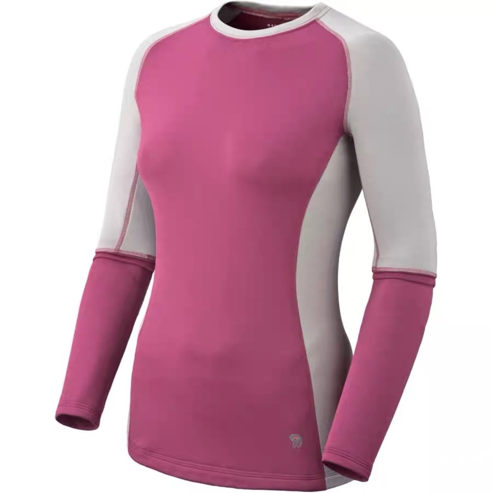 NWT Mountain Hardware Pink and Gray Micro Power Stretch LS Crew Long Sleeve Top